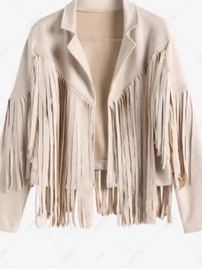 Women’s Fringe Blazer Jacket - Cream
